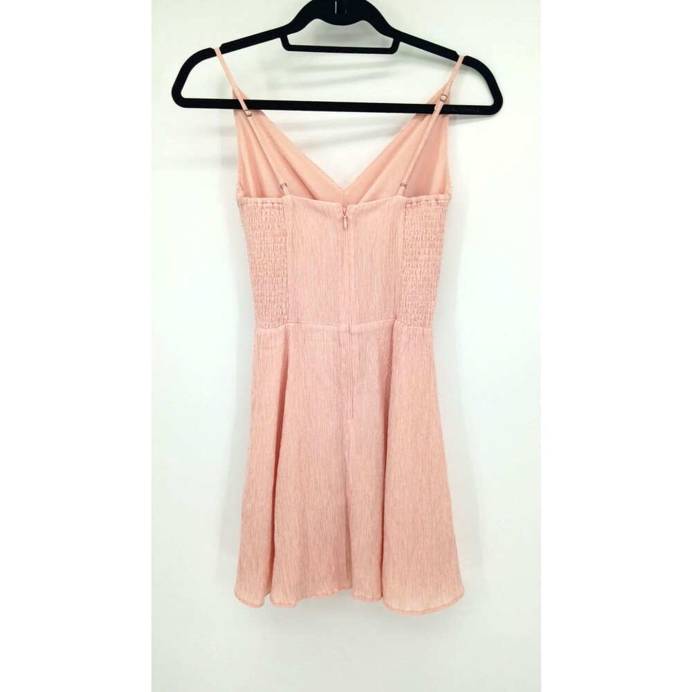 Ballet Blush Pink Twist Front Crinkle Textured Mini Dress XS Coquette Feminine - Picture 3 of 11
